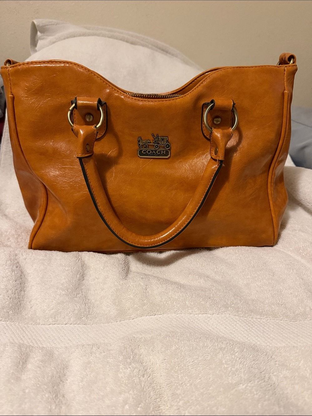 Coach Saddle Tote in Warm Cognac Brown